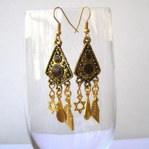 Jewish jewelry. Star of David earrings. Map from ISRAEL jewelry