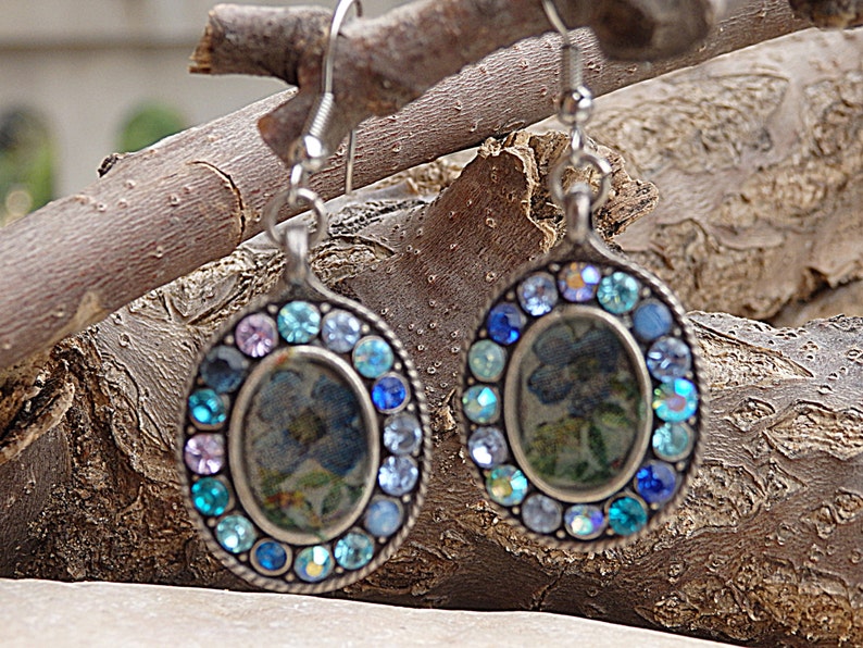 Blue Enamel jewelry set. Enamel necklace & earrings set. Etsy