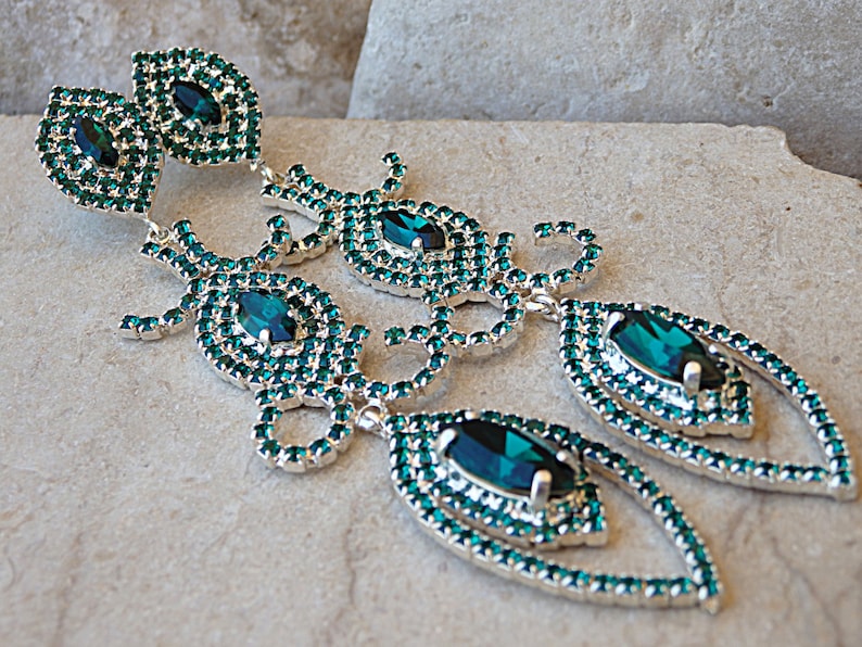 Large Long Emerald Earrings Statement Green Mother Australia Large Long Emerald Earrings Statement, Green Chandelier Earrings Large