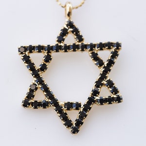 BLACK STAR OF David Necklace, Jewish Star Men Jewelry, Silver Black Crystal Necklace, Bar Mitzvah Gift, Shield Of David, Jewelry From Israel