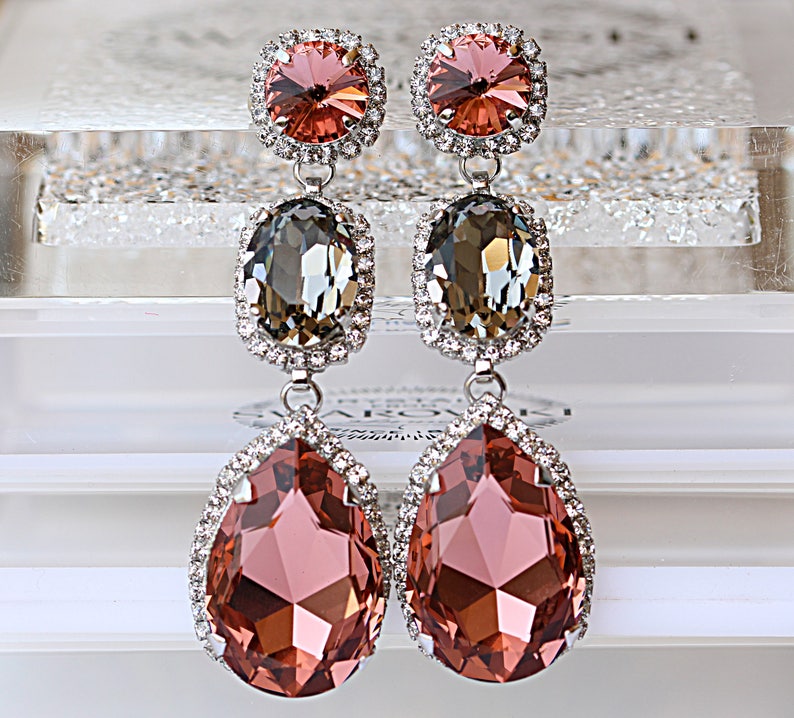 Blush Jewellery Sets Bridal Jewelry Set Bridesmaid Set Gray Etsy