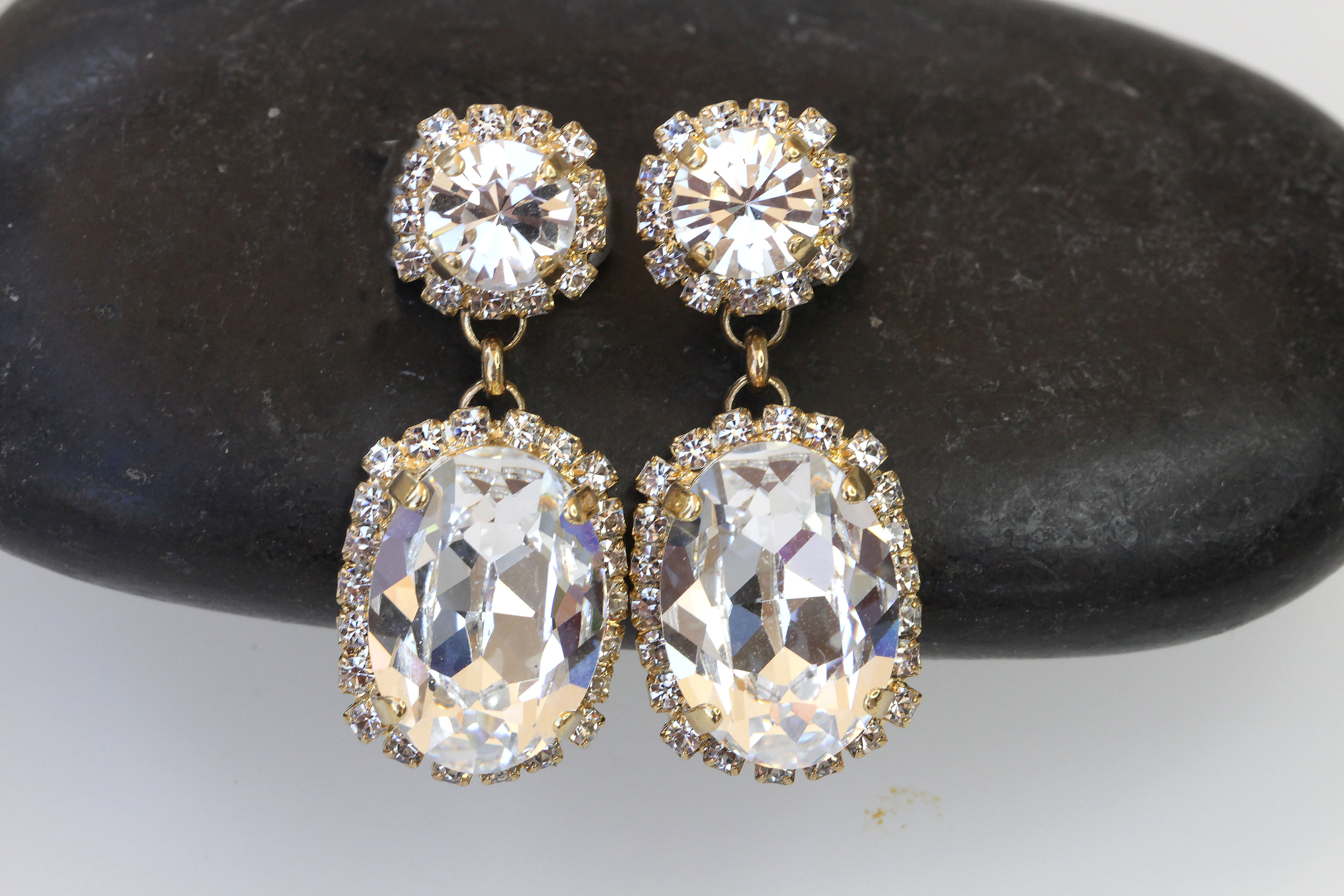 CRYSTAL OORBELLEN Bridal Crystal Drop Oorbellen Bridal Gold Etsy Nederland