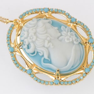 Cameo Necklace, Blue Necklace, Cameo Pendant, Pastel Colors Jewelry, Lady Cameo Necklace, Victorian Style, Acrylic Cameo , Mother's Day Gift image 5