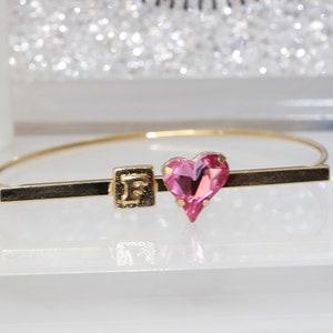 PULSERA CORAZÓN ROSA, Pulsera monograma, Pulsera de amistad, Corazón, Pulsera rosa oro, Pulsera nupcial, Pulsera inicial