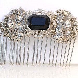 BLACK SILVER HAIR Comb, Filigree Hair Comb, Rhinestone Hair Jewelry, Wedding Hair Comb, Antique Style Hair Comb, Woman&#39;s Hair Accessories,