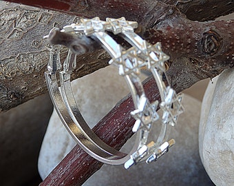 Star of David Hoop Earrings, Jewish Silver Jewelry