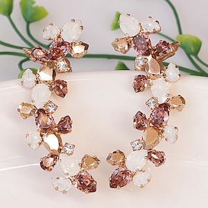 Rose Gold EAR CLIMBER OORBELLEN, Blush Roze Ear crawler Oorbellen, Bridal Ear klimmen Oorbellen, Ear Crawlers, White Opal Wedding