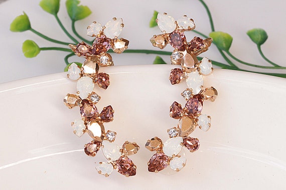 Rose Gold EAR CLIMBER EARRINGS Blush Pink Ear Crawler Earrings