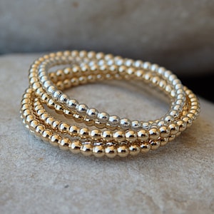 Intervined Rings, Sterling Silver and Gold Filled Stacking Ring, Five rings, Five Band Ring, Skinny Stripe Ring, Two Tone Multi Band Ring