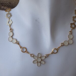 Wedding necklace for bridal. White enamel gold necklace.  Delicate gold flower jewelry for Bridesmaid Gift. Cocktail  necklace