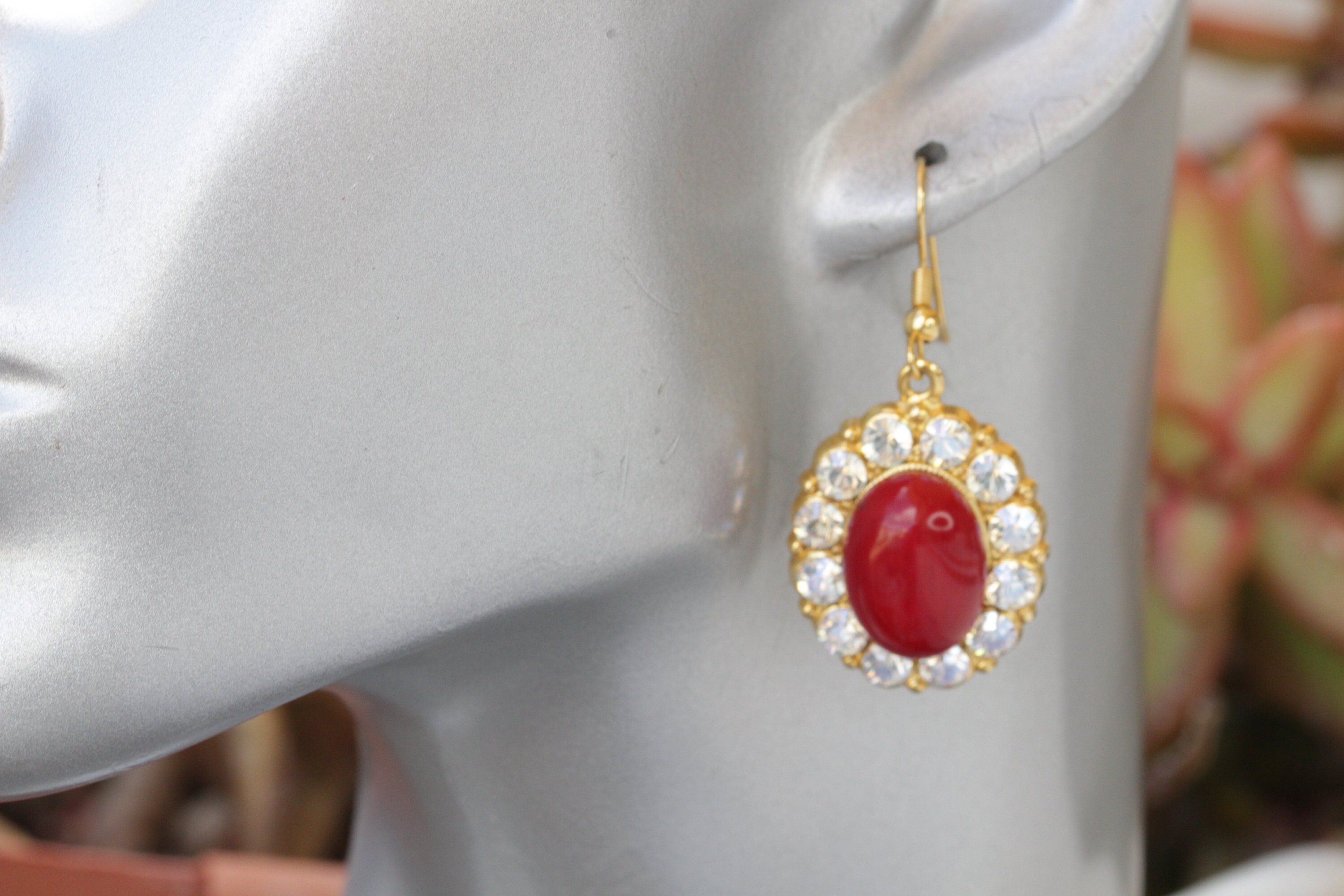 Red coral drop best sale earrings