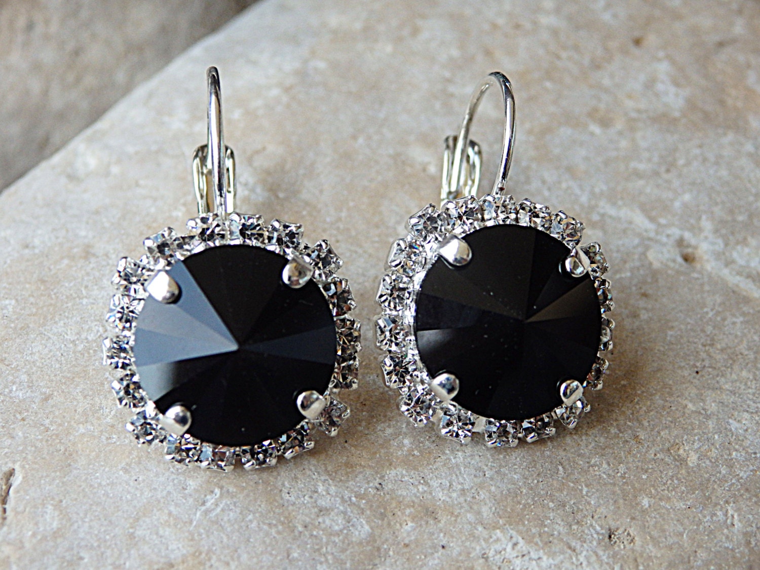 [BLACKMUSE] チェジウ着用☆Antique stone drop Earrings Vintage Sterling Silver Black Onyx & Marcasite Drop Earrings