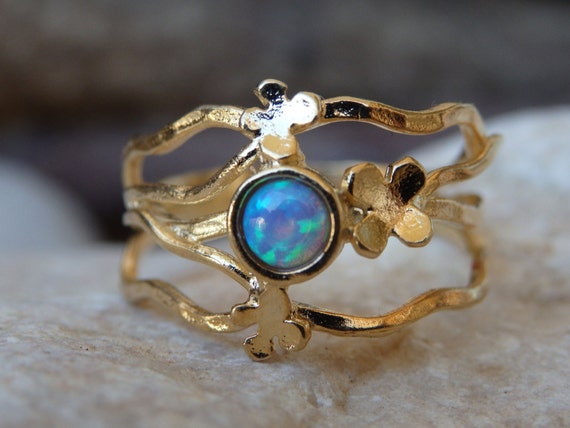 Gold Filled Opal Ring Family Ring Wide Opal Ring Gold Opal | Etsy