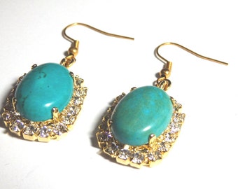 Turquoise and  earrings. Gemstone natural earrings. Bridal drop and dangle earrings. Bohemian jewelry. Chic classic earrings.