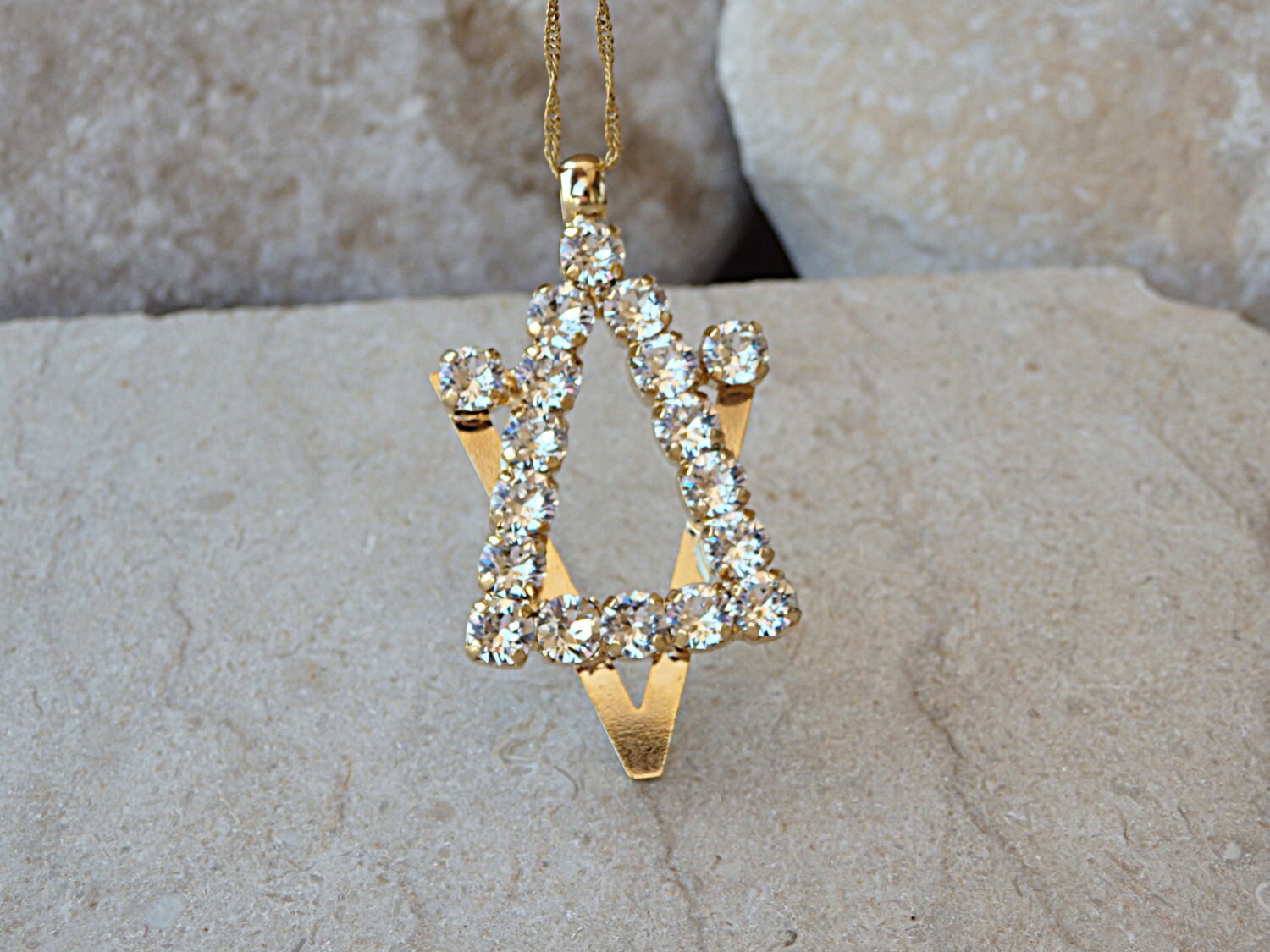 Big Star of David Necklace. Gold Star 