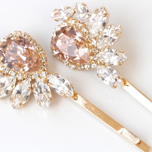 BLUSH BOBBY PINS, Bridal Bobby Pin, Wedding Pink Hair Pins, Vintage Bobby Pin,  Crystals Bobby Pin,Bridesmaids Stylish Accessories