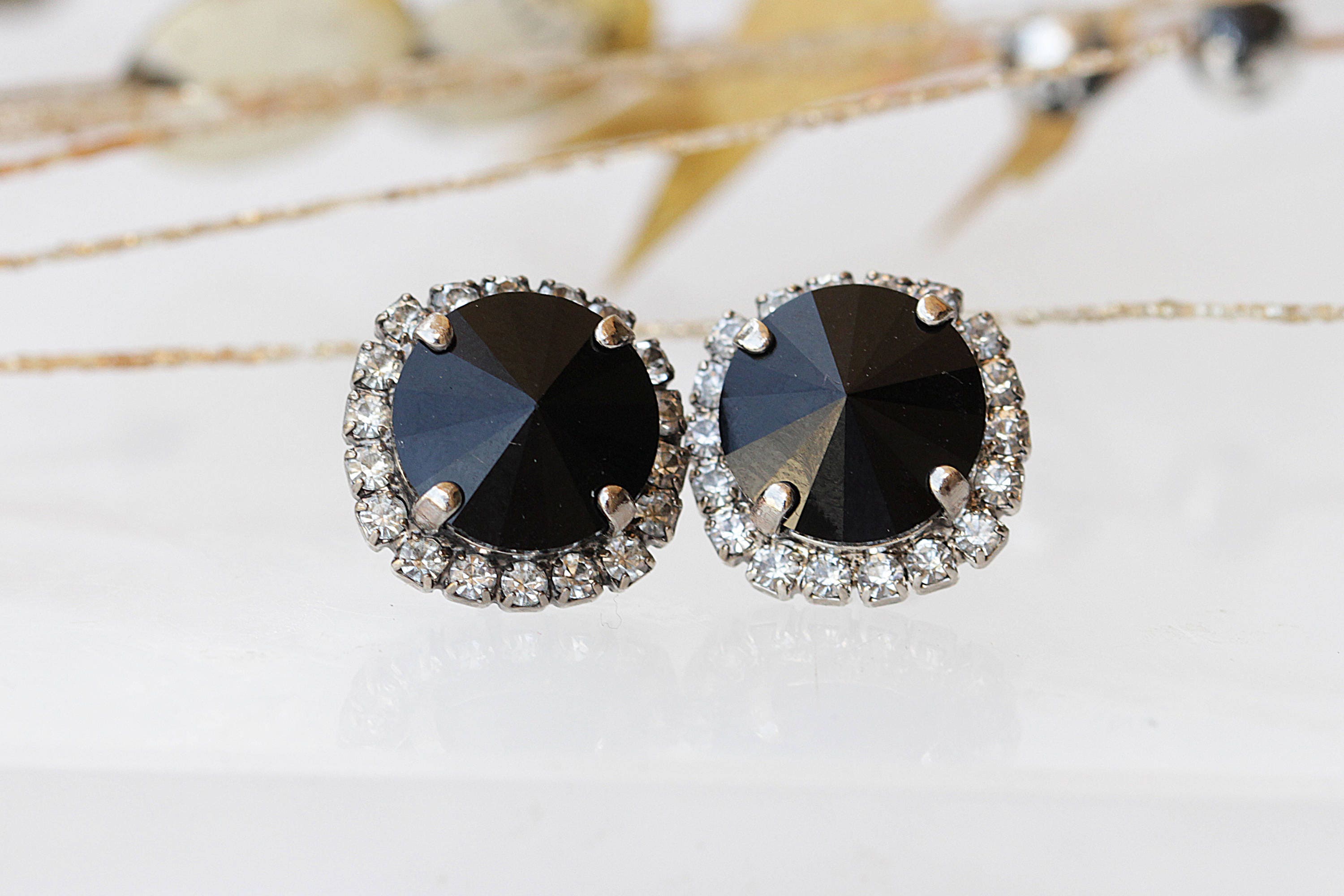 【BLACKPURPLE】[BLACKLABEL] Crystal Ring Earring Set Black Purple Crystal Earrings - Etsy
