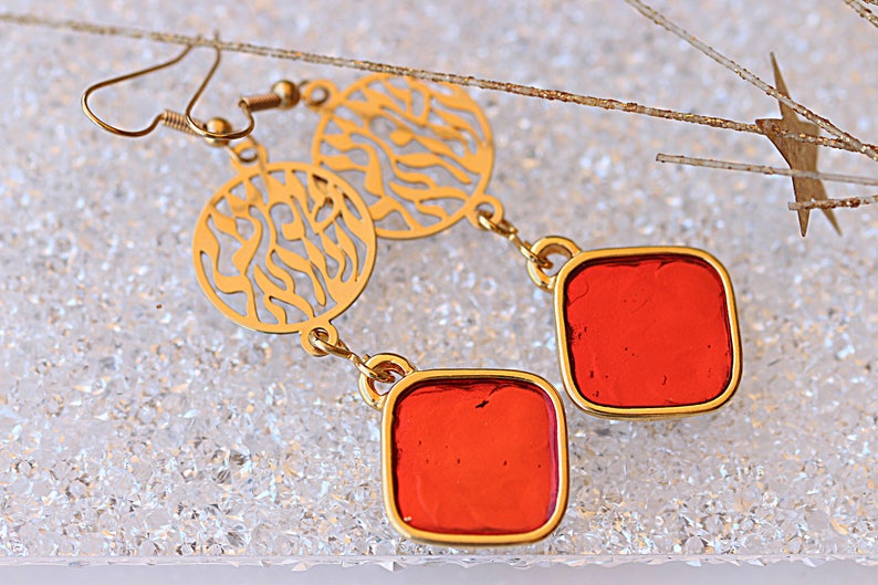 Hebrew Earrings Shema Israel Earrings Enamel Earrings Red Etsy