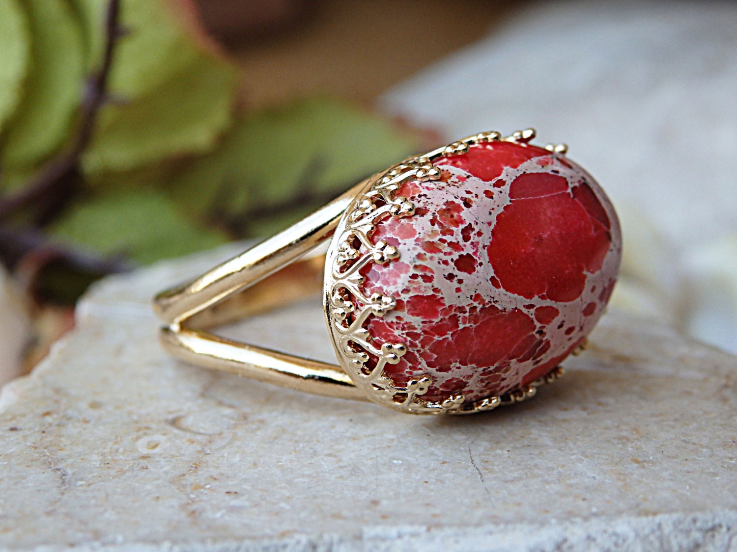 Red Jasper Ring Red Gemstone ring Gold Filled Ring Gold Etsy