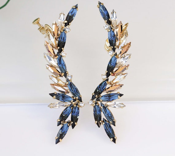 CRYSTAL EAR CUFF NAVY BLUE CRYSTAL EAR CUFF NAVY BLUE