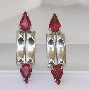 RED GENTLE EARRINGS,  Earrings,Ruby Red Earrings, Rectangle Earrings, Evening Jewelry, Garnet Red Earrings, Bridal Earrings