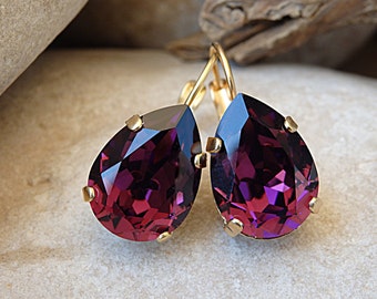 Plum Purple Pearl Earrings 12 mm Pearl Earrings Gold Purple Pearl Dangle Purple Pearl Jewelry Simple Minimalist Modern Everyday Earrings