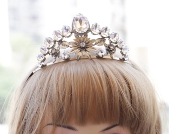 WEDDING CRYSTAL TIARA, Statement Silver Crown, , Bridal Headpiece Headband, Tiara for weddings, Hair Accessory, Queen crown,  Princess tiara