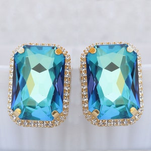 ROYAL BLUE EARRINGS, Huge Stud Earrings, Sapphire Crystal Earrings, Large Cocktail Earrings, Big Statement Blue Earrings, Capri blue Earring