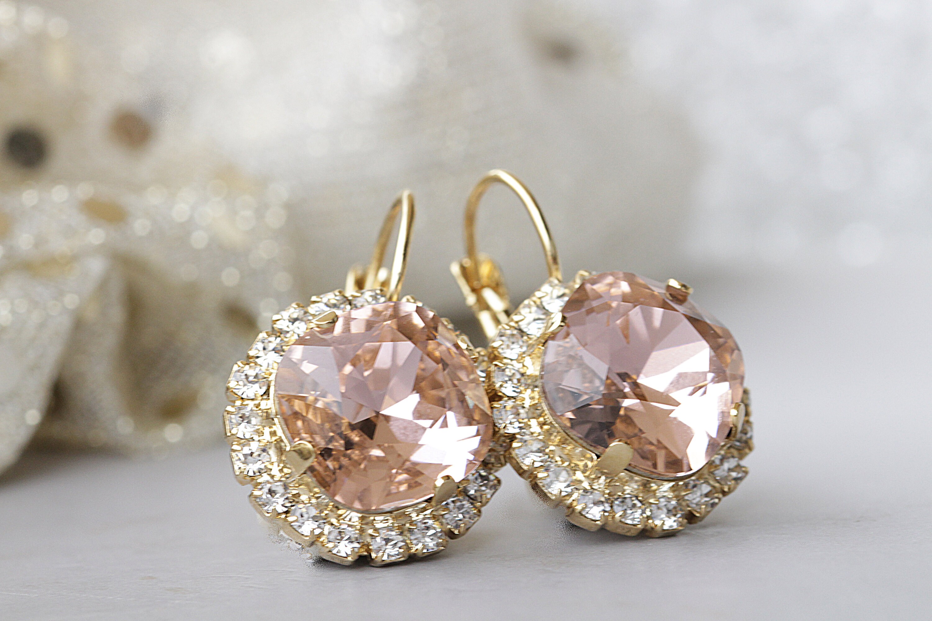 BLUSH EARRINGS Bridal Earrings for Wedding Jewelry Bridal Etsy