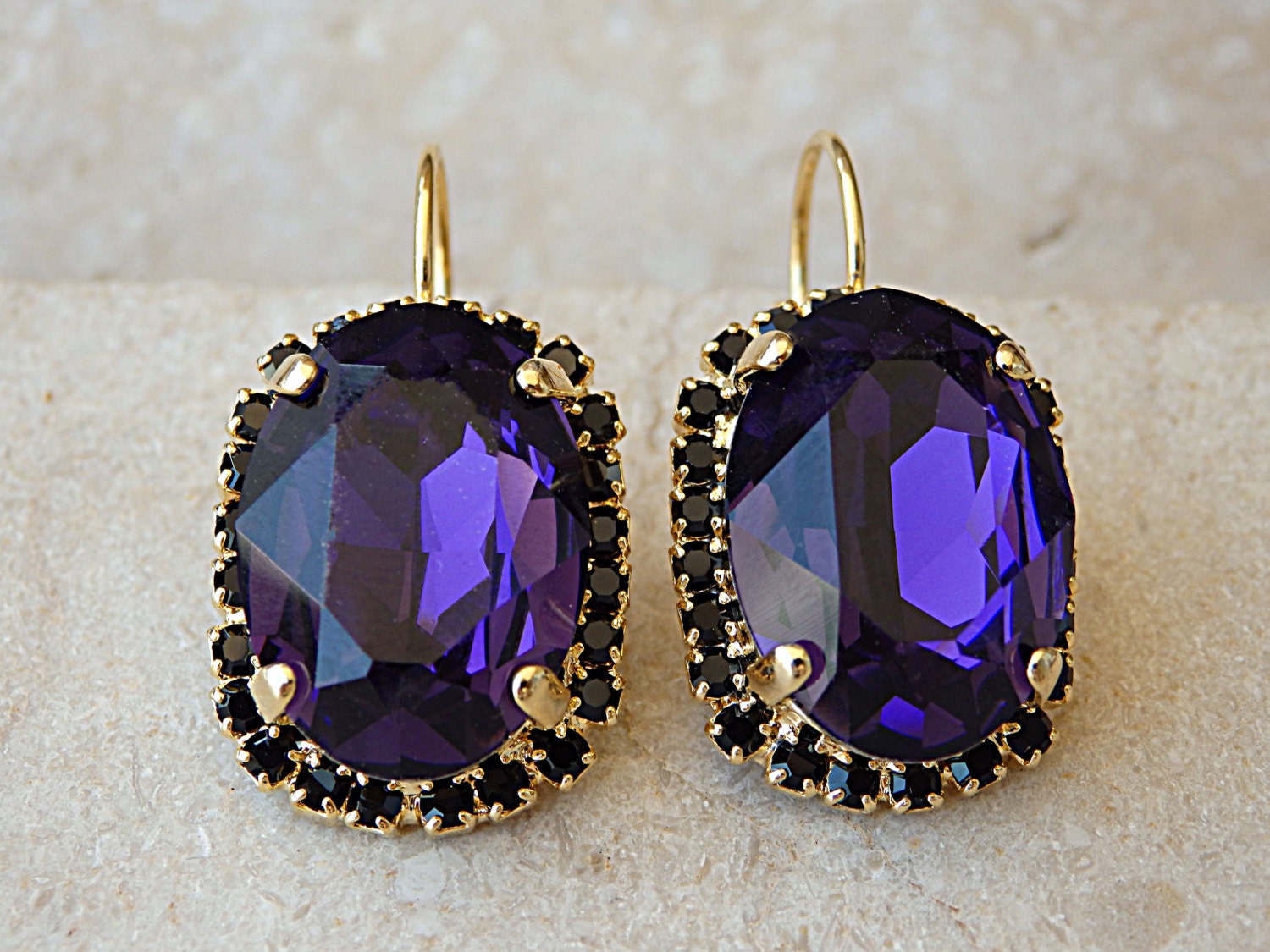 Amethyst Oval Drop Earrings Deep Purple Wedding Earrings Bridesmaid Earrings Gift Plum Black Earrings Large Oval Earrings. Etsy UK