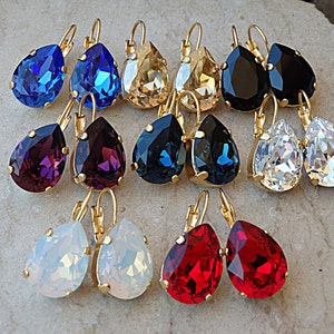 Aquamarine earrings, Teardrop Earrings, March Birthstone Earrings, Bridal Earrings, Icy Blue Sparklers Drop Crystal Earrings . image 4