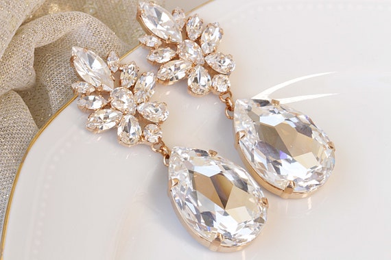 BIG CHANDELIER EARRINGS Crystal Long Earring, Earrings for the Brides,  Oversized Earrings, Wedding Jewelry, Diamond Like Earrings - Etsy