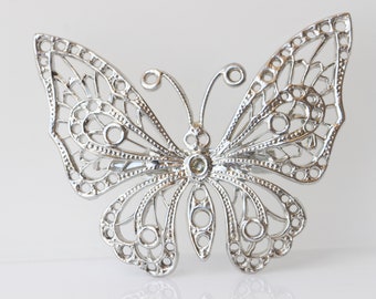 BUTTERFLY BROOCH, Silver Filigree Brooch, Statement Large Butterfly Brooches, Decorative Brooch, Gift For Her,Clothing Accessories For Woman