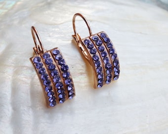 Lavender Earrings. Light Purple Earrings.  crystal purple earrings,  Bridesmaids gift, Wedding jewelry, Moms gift. Bridal earrings,