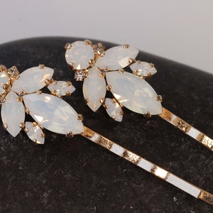 OPAL BOBBY PINS, Bridal Bobby Pin, Wedding White Hair Pins, Bridal Shower, Bobby Pin, Decorative Hair Jewelry, Gift For Bridesmaids