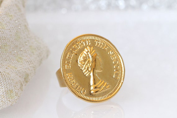GOLD COIN RING Coin Adjustable Ring Coin Jewelry vintage Coin