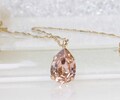 BLUSH MORGANITE NECKLACE, Teardrop Pendant, Wedding Jewelry, Bridal Simple Necklace, Light Peach Necklace, Gold Pink Necklace, Gift For Her product logo
