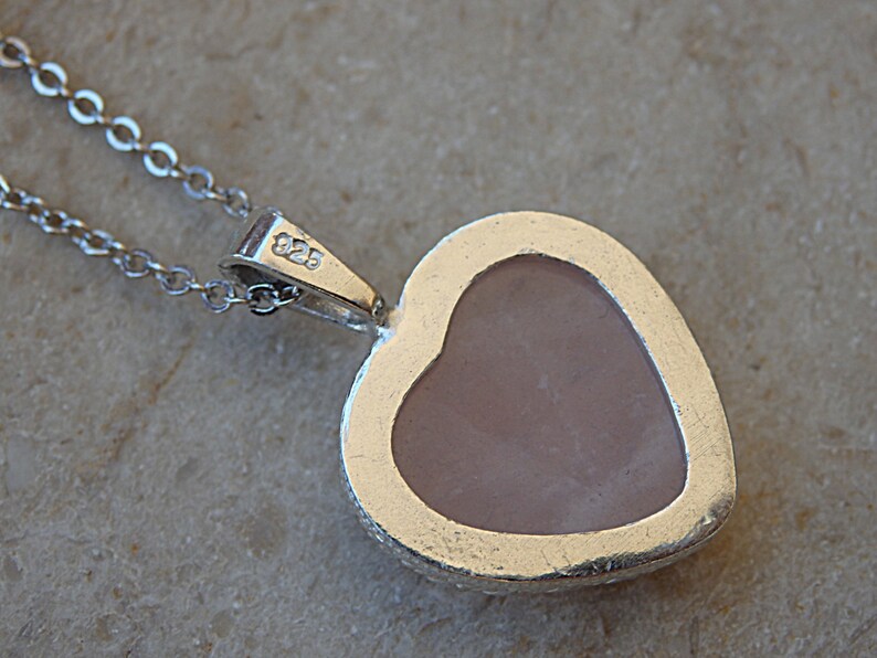 Inka 925 Sterling Silver & Rose Quartz Stacking Bracelet With 3D Heart Charm