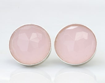 Pendientes de cuarzo rosa, plata de ley 925, joyería para damas de honor