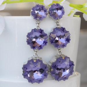 PURPLE EARRINGS, Purple Chandelier Earrings,  Earrings, Light Amethyst Crystal, Woman Long chandeliers, Formal jewelry, handmade