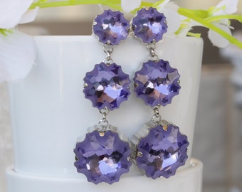 PURPLE EARRINGS, Purple Chandelier Earrings,  Earrings, Light Amethyst Crystal, Woman Long chandeliers, Formal jewelry, handmade