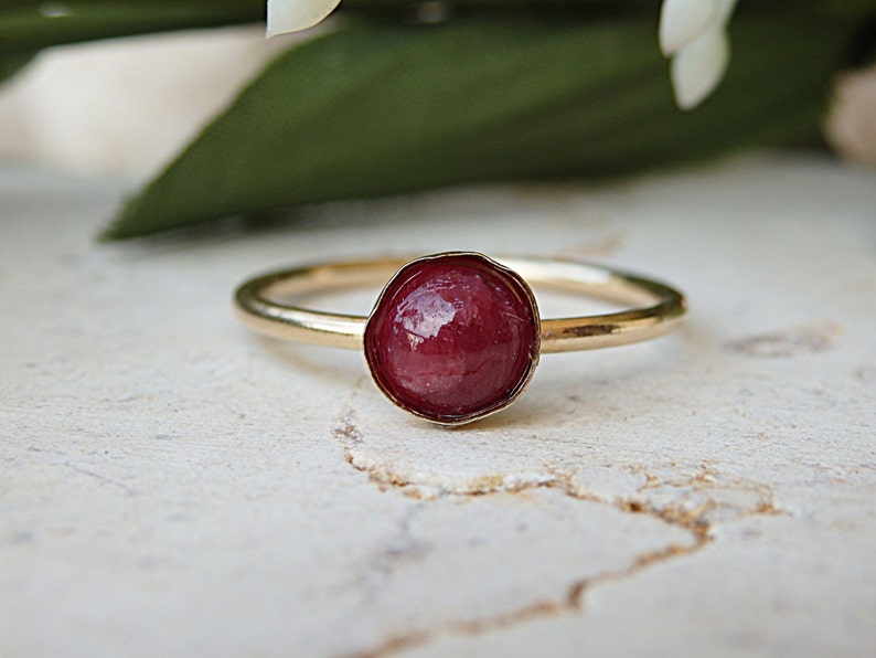 Ruby ring. Natural ruby ring. Genuine ruby ring. Ruby bridal ring. Ruby gold ring.July birthstone ring.Simple gemstone ring.Tiny dainty ring image 1