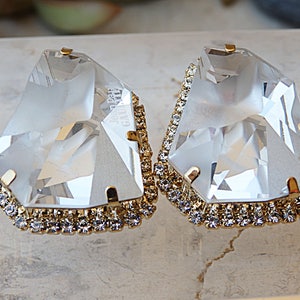 Bride Earrings,  Studs, Bridal Stud Earrings, Unusual Jewelry, Jewelry Set For Wedding,  Clear Crystal Studs, extra large studs