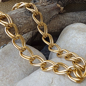 Gold Aluminum Necklace. Chunky Gold Necklace. Light Chain Necklace. Classic Necklace.Women Wide Necklace.Aluminum Chain chainmaille necklace