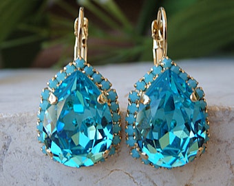 Aqua  Earrings, Aquamarine  Earrings, Soft Colors Earrings,  Drop Shaped Earrings,  Turquoise Silver Earrings Bridesmaids Earrings