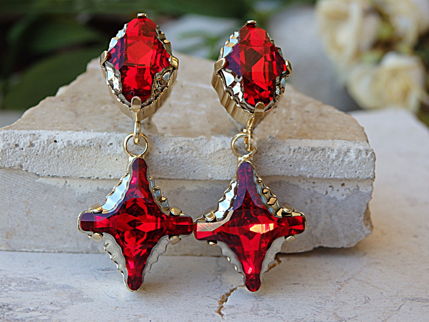 Red cross earrings deals
