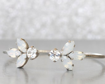 Opal Crystal Open Cuff Bracelet: Bridal Wedding Jewelry