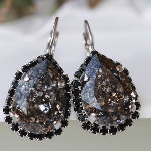 GRAY EARRINGS,  Smokey Gray Drop Earrings, Black diamond Earrings, Dark Gray Dangle Earrings, Bridesmaids Earrings, Gift For Woman