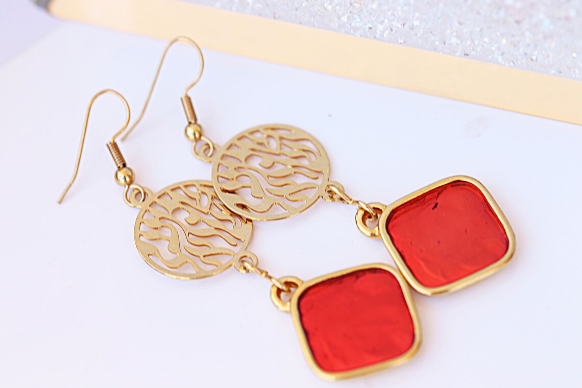 Hebrew Earrings Shema Israel Earrings Enamel Earrings Red Etsy