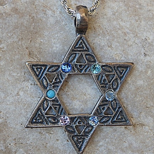 Star Of David Necklace,  Blue Necklace, Jewish Jewelry, Magen David Pendant, Judaica Charms, Star Necklace, Mens Gift, For Him